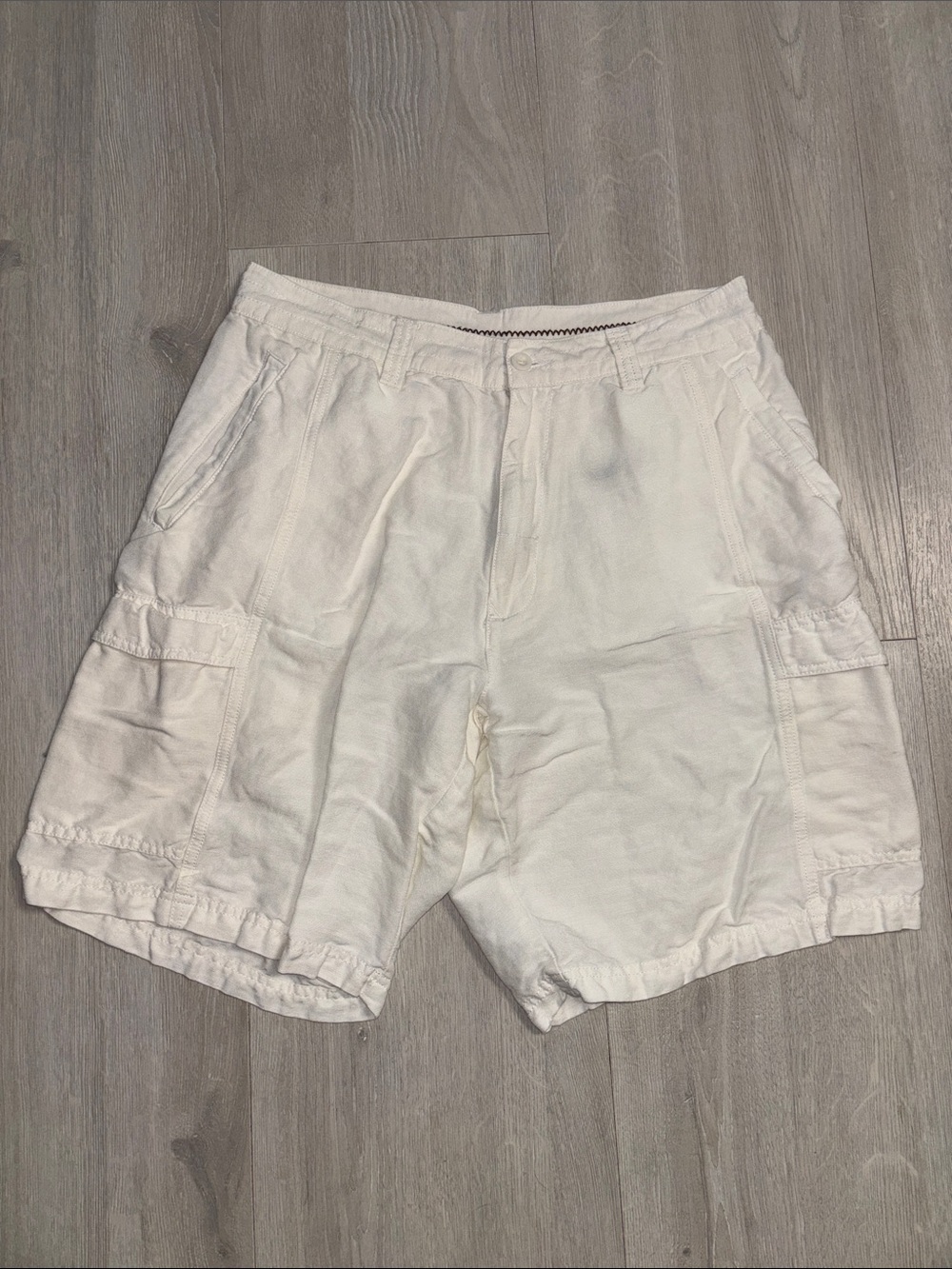 🔥BUNDLESALE Mens 32 Cubavera Cream Linen Blend Cargo Shorts